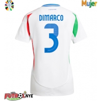Camiseta Italia Federico Dimarco #3 Visitante Equipación para mujer Eurocopa 2024 manga corta